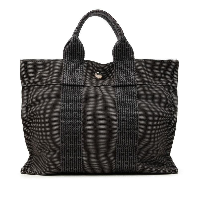 エルメス エールラインPM トートバッグ ハンドバッグ グレー キャンバス レディース HERMES 中古