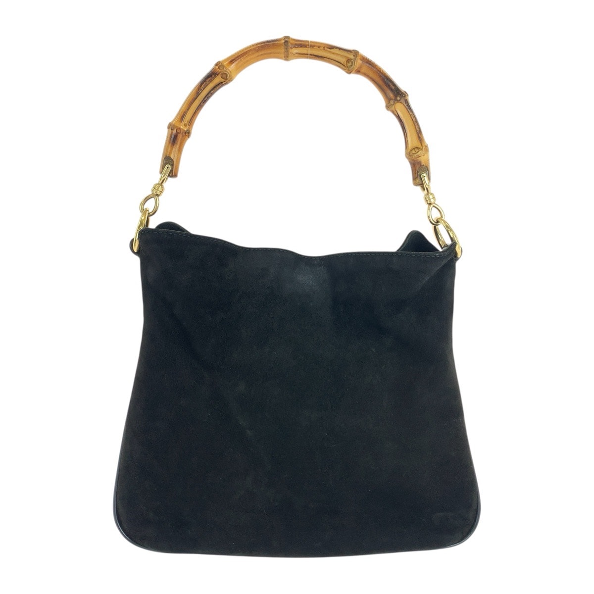 GUCCI グッチ バンブー ブラック 黒 ゴールド金具 スウェード ショルダーバッグ 1-0296080 【中古】