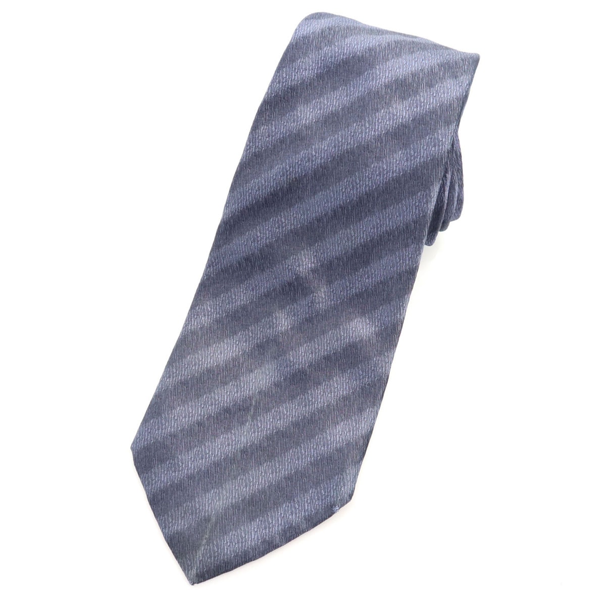 Christian Dior クリスチャンディオール フランス製 シルク 斜ストライプ柄 ネクタイ ネイビー