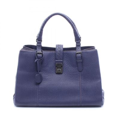 ボッテガヴェネタ BOTTEGA VENETA ローマバッグ ミディアム ハンドバッグ バッグ レザー レディース ネイビー系 【中古】