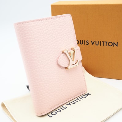 極美品 LOUIS VUITTON ルイ・ヴィトン トリヨン LVヴェルティカル CPウォレット M82144 二つ折り財布 ピンク イエロー トリヨンレザー レディース