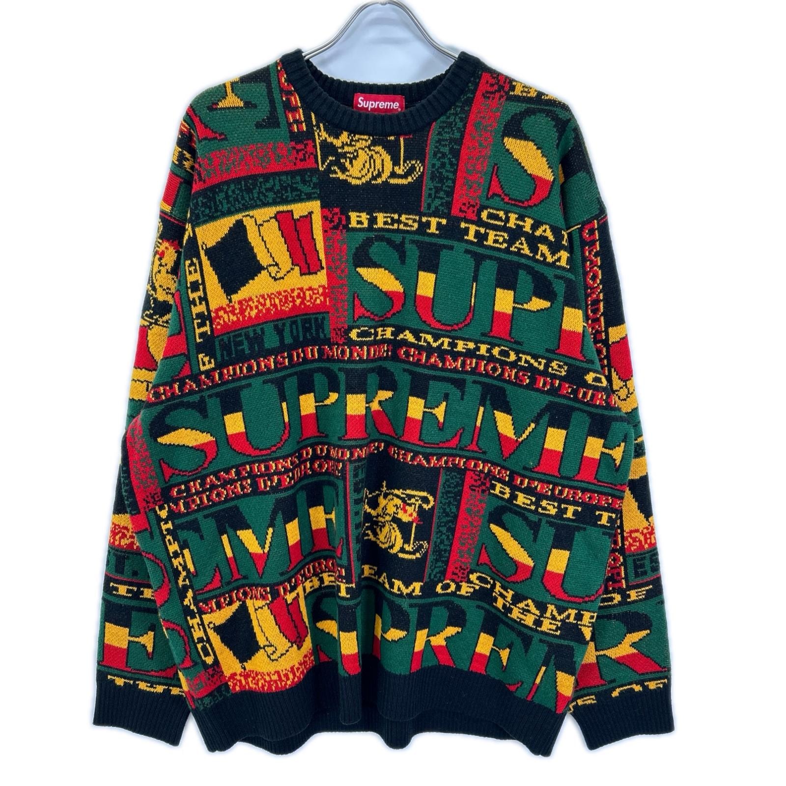 シュプリーム 23SS レッド/グリーン/ブラック Scarf Sweater XXL
