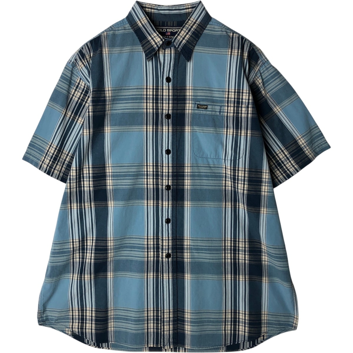 古着 ラルフローレン Ralph Lauren POLO SPORTSMAN スポーツマン 半袖 コットン チェックシャツ メンズL相当/eaa477606