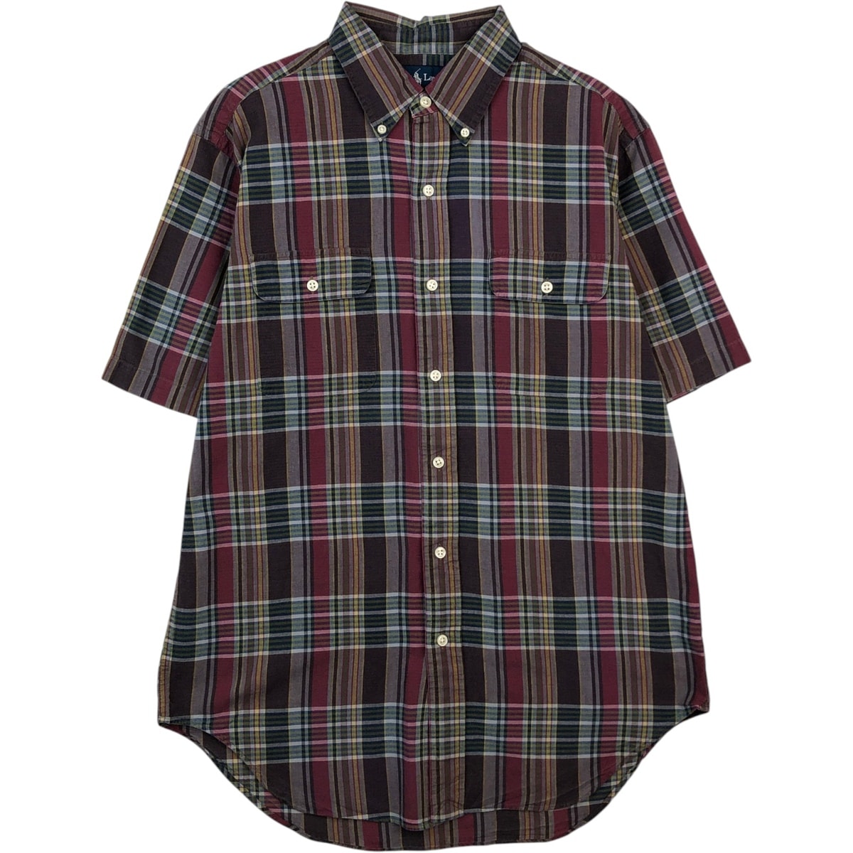 古着 ラルフローレン Ralph Lauren CLASSIC FIT マドラスチェック 半袖 ボタンダウン チェックシャツ メンズM相当/eaa641172