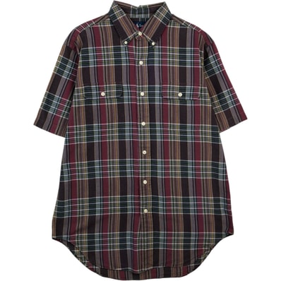 古着 ラルフローレン Ralph Lauren CLASSIC FIT マドラスチェック 半袖 ボタンダウン チェックシャツ メンズM相当/eaa641172