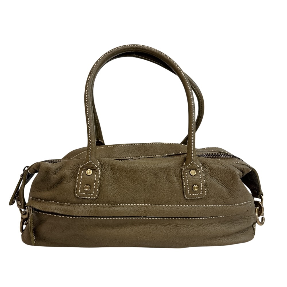 セリーヌ CELINE ショルダーバッグ トリオンフ ステッチ ボウリングバッグ カーキ