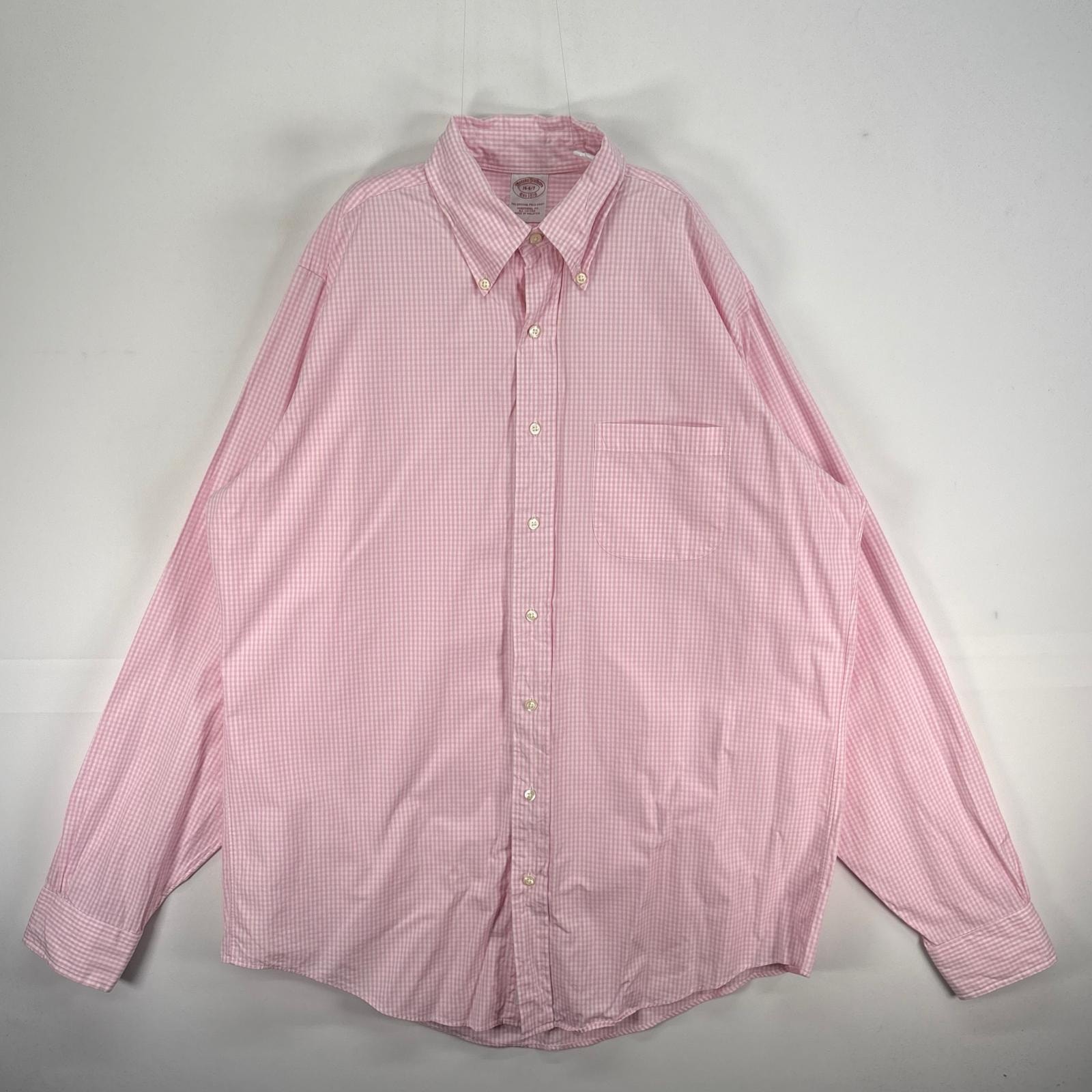 古着 ブルックスブラザーズ Brooks Brothers 長袖シャツ ボタンダウン 胸ポケ L ピンク系 チェック メンズ