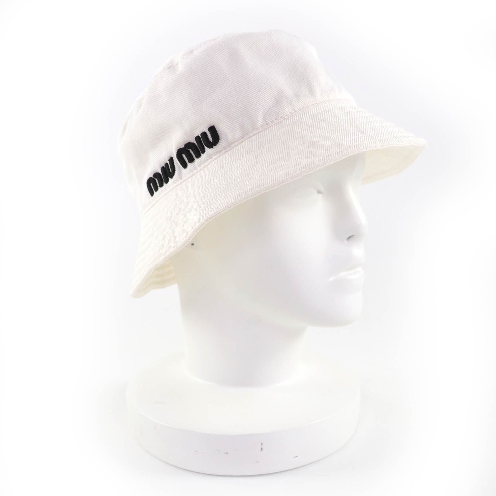 美品 ミュウミュウ ハット ホワイト レディース M 5HC196