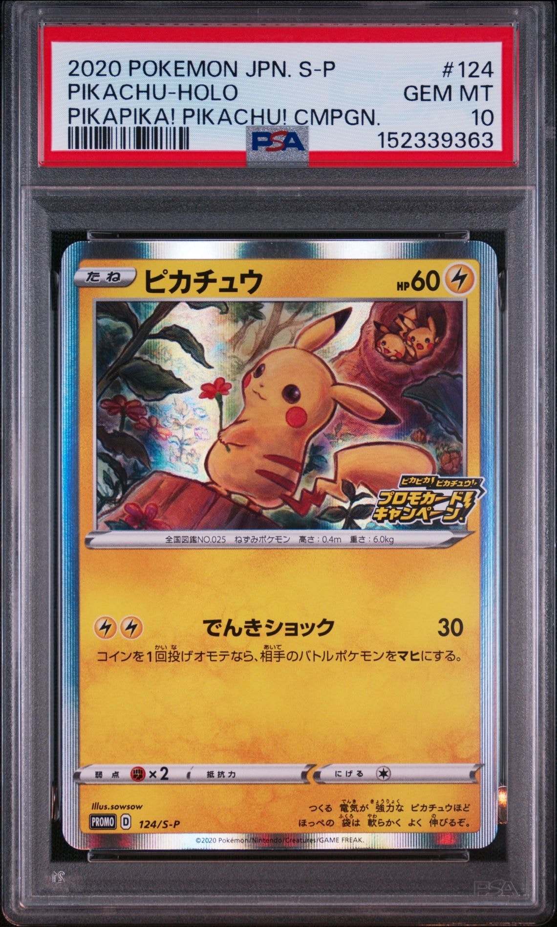 い【PSA10】 ポケモンカード ピカチュウ　プロモ ピカピカ キャンペーン ピカチュウ: プロモ P [S-P 124](ピカピカ！ピカチュウ！プロモカード