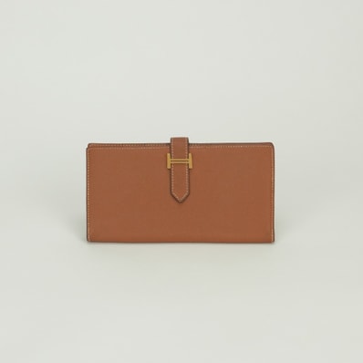 エルメス HERMES ベアンスフレ ベアン スフレ 財布 長財布 ロングウォレット エプソン ゴールド Gold ブラウン Brown 茶 ゴールド金具 ヴォーエプソン