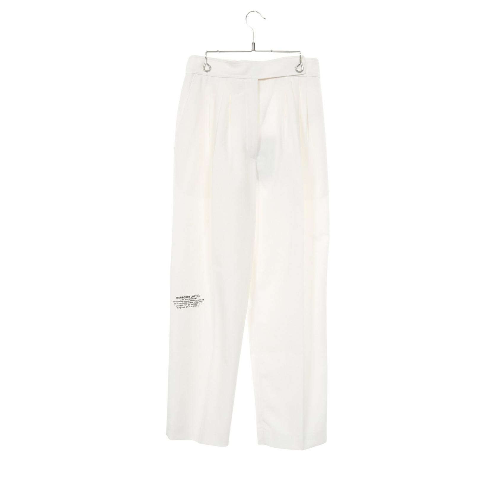 バーバリー BURBERRY ロケーションプリント トラウザーズ パンツ 衣料品 ボトムス ウール ポリエステル レディース ホワイト系 8024476 【中古】