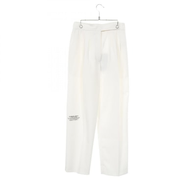 バーバリー BURBERRY ロケーションプリント トラウザーズ パンツ 衣料品 ボトムス ウール ポリエステル レディース ホワイト系 8024476 【中古】