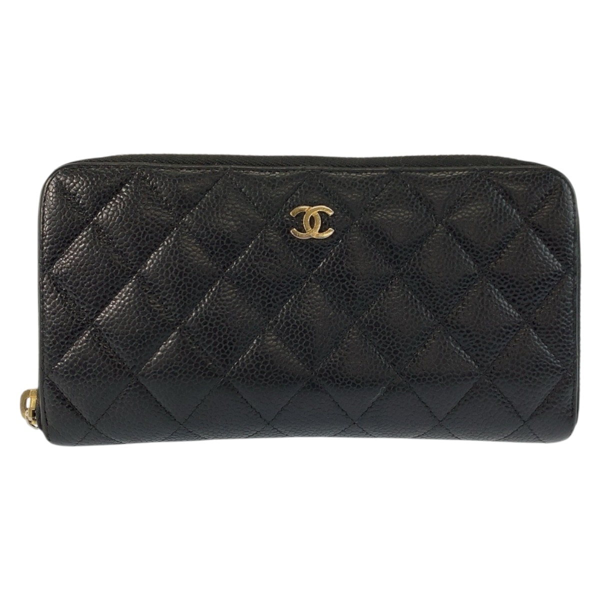 美品 CHANEL シャネル マトラッセ ココマーク ブラック 黒 ゴールド金具 レザー 長財布 ロングウォレット 602892 【中古】