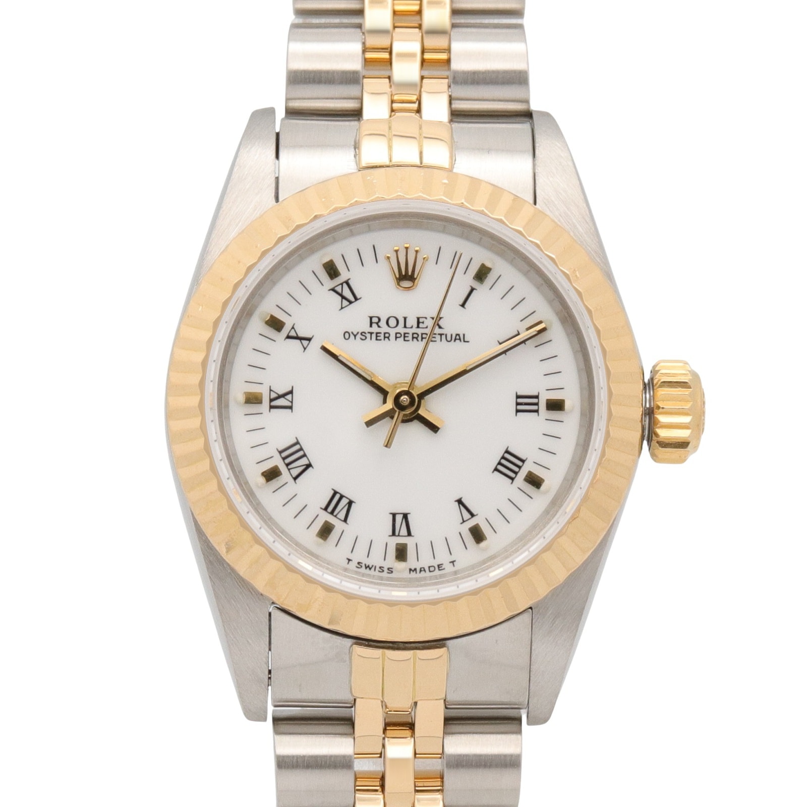 ロレックス ROLEX オイスター パーペチュアル R番 腕時計 時計 K18(イエローゴールド) ステンレススチール レディース ホワイト系 ローマ数字 67193 【中古】