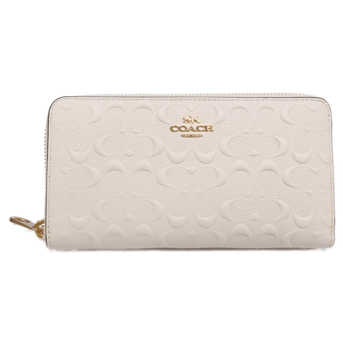 コーチ 【新品同様】C7220 エンボス加工 ラウンドジップ ロングウォレット/