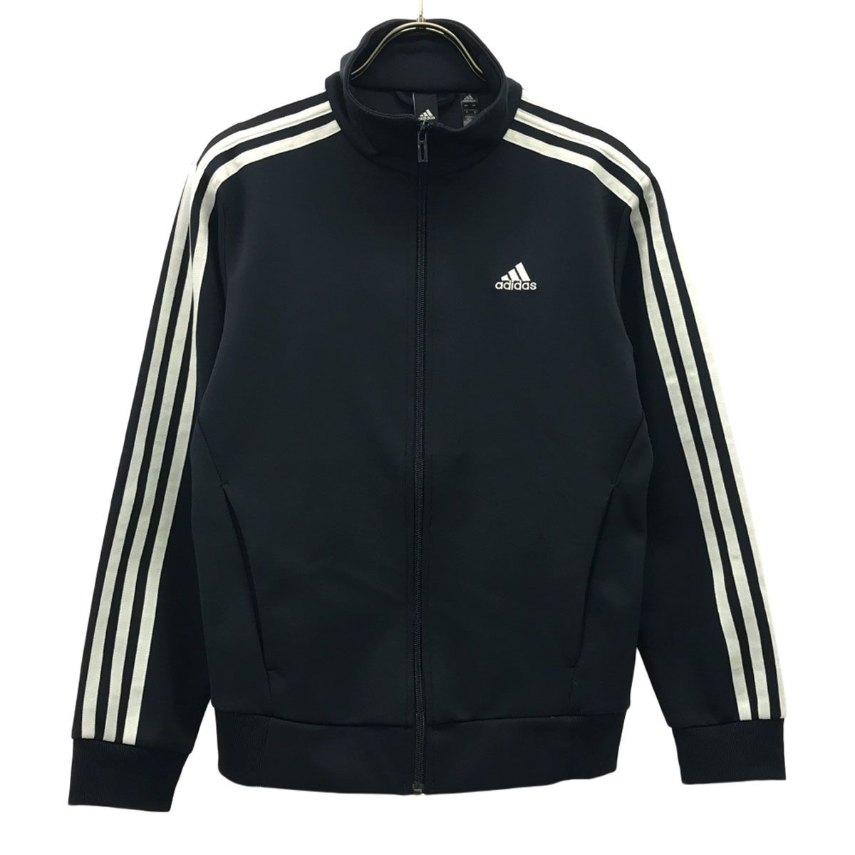 adidas アディダス ロゴ刺繍 長袖 ジップ ジャケット S ネイビー トレーニング ジャージ