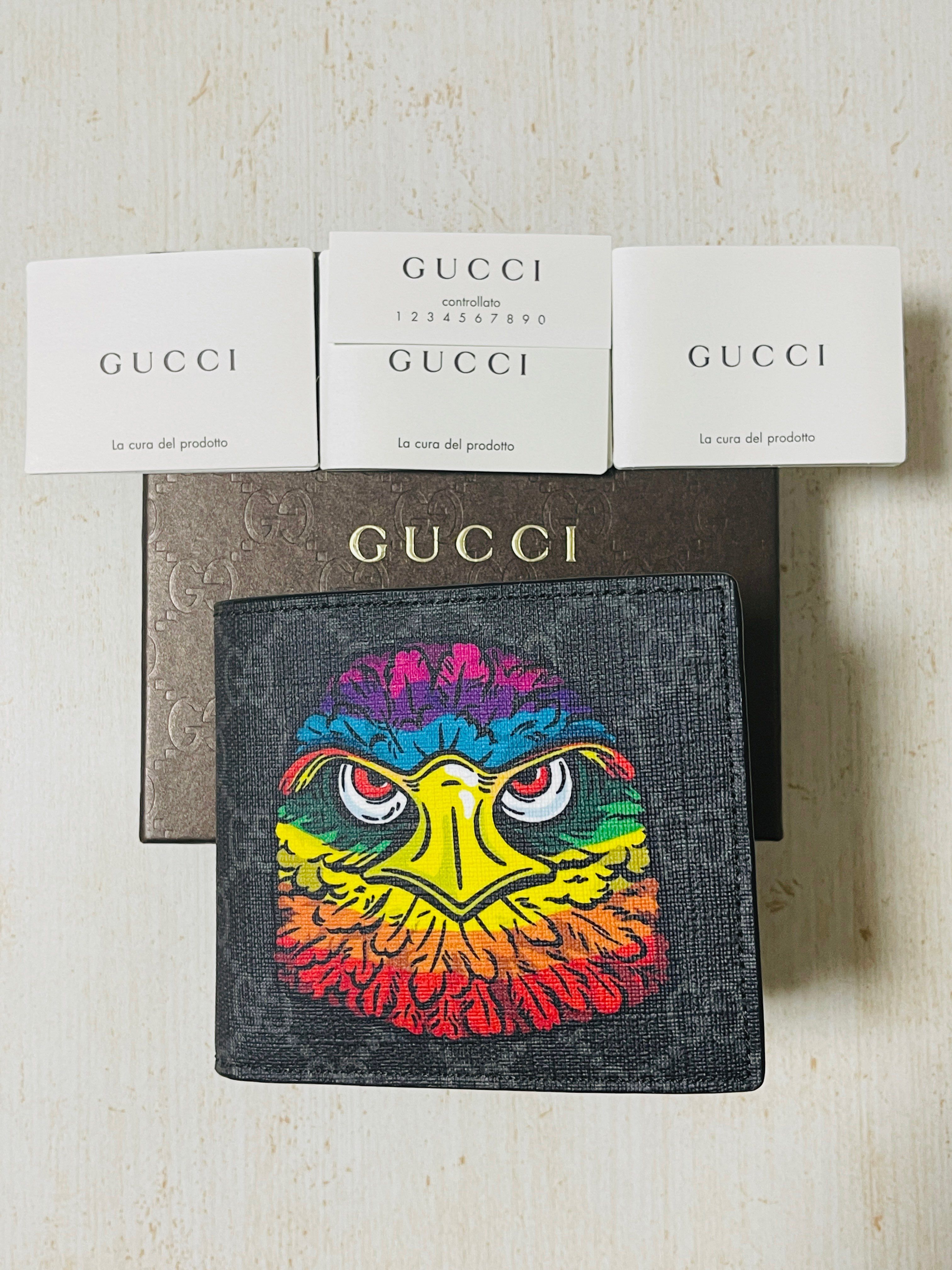 GUCCI Bestiary Eagle Print GG Supreme Coin Wallet
