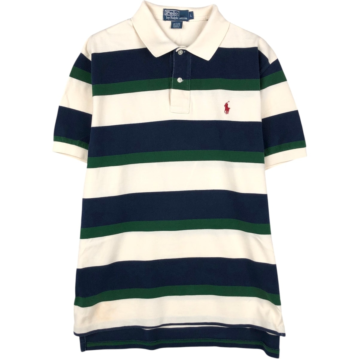 古着 ラルフローレン Ralph Lauren POLO by Ralph Lauren マルチボーダー 半袖 ボーダー ポロシャツ メンズL相当/eaa653657