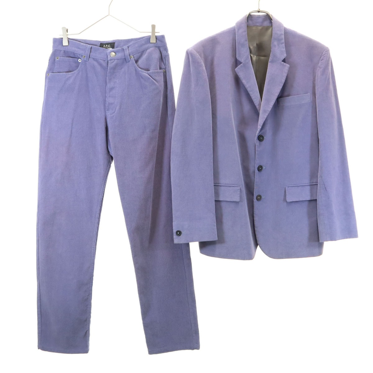 A.P.C. アーペーセー フランス製 コーデュロイ テーラードジャケット 上下セットアップ S/32 パープル系 ボタンフライ
