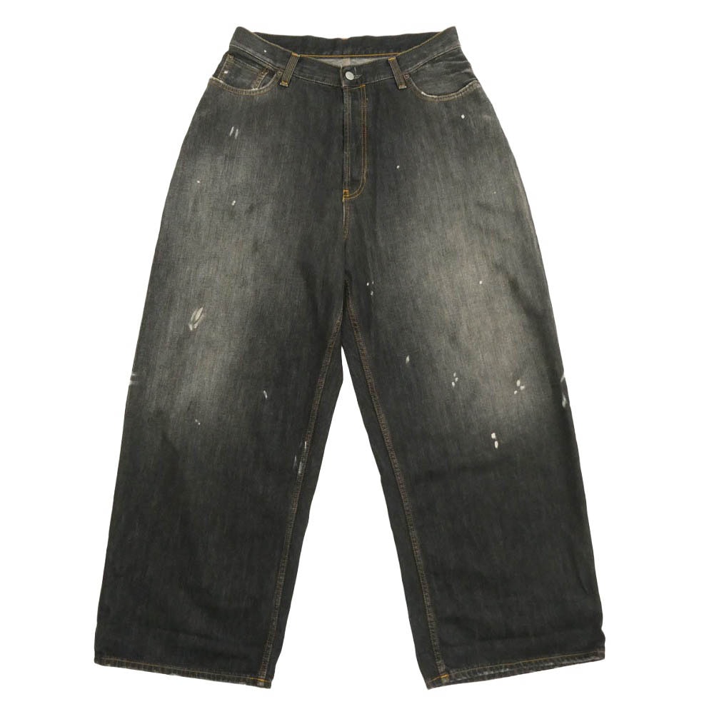 ACNE STUDIOS アクネストゥディオズ C00103 Relaxed Fit Jeans 2023 ペイント加工 リラックスフィット ジーンズ  ブラック デニム パンツ レザーポケット ブラック系 L【中古】