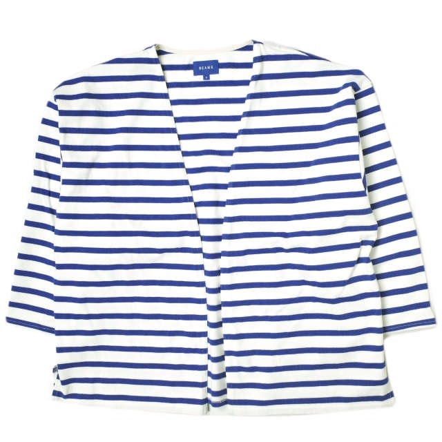 BEAMS ビームス 22SS カットオフカーディガン 11-03-0140-458 S WHITE/BLUE ボーダー トップス g15520