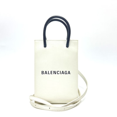 バレンシアガ BALENCIAGA エブリデイ ショッピング フォンショルダー 593826 2WAY カバン ロゴ トートバッグ レザー ホワイト