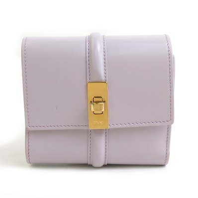 セリーヌ CELINE 三つ折り財布 スモール トリフォールドウォレット16 レザー ライトパープル レディース【中古】 56720a