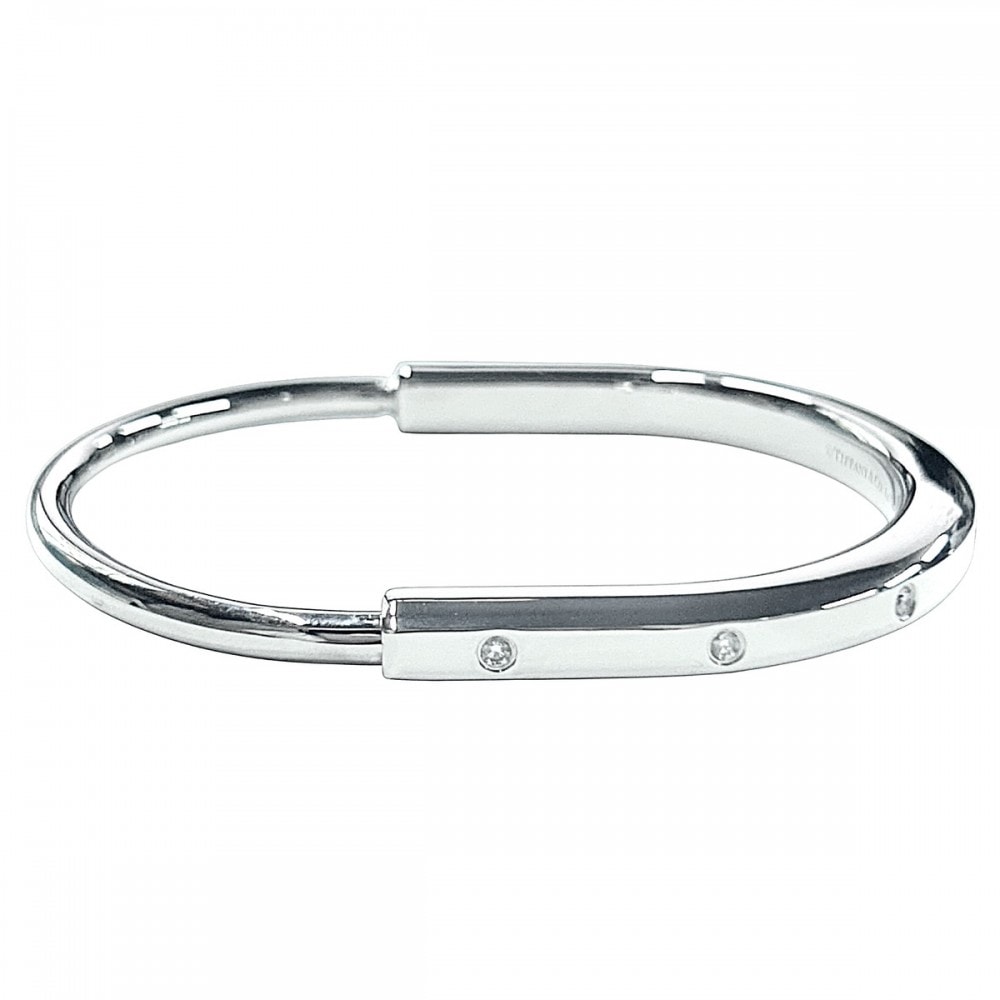 TIFFANY&Co. ティファニー バングル ロック ブレスレット ジュエリー メンズ レディース 750 18WG アクセサリー K18ホワイトゴールド    ダイヤモンド0.31ct 70425106 ユニセックス 約37.5g 美品【中古品】