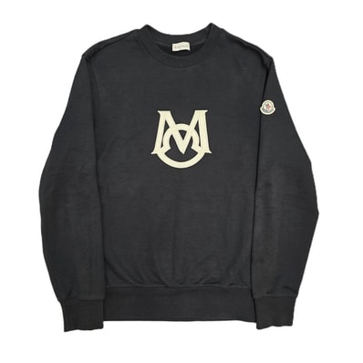 【再値下げ】MONCLER モンクレール FELPA GIROCOLLO ロゴ刺繍 ワッペン トレーナー スウェット I20918G00001 M コットン ブラック メンズ【中古】