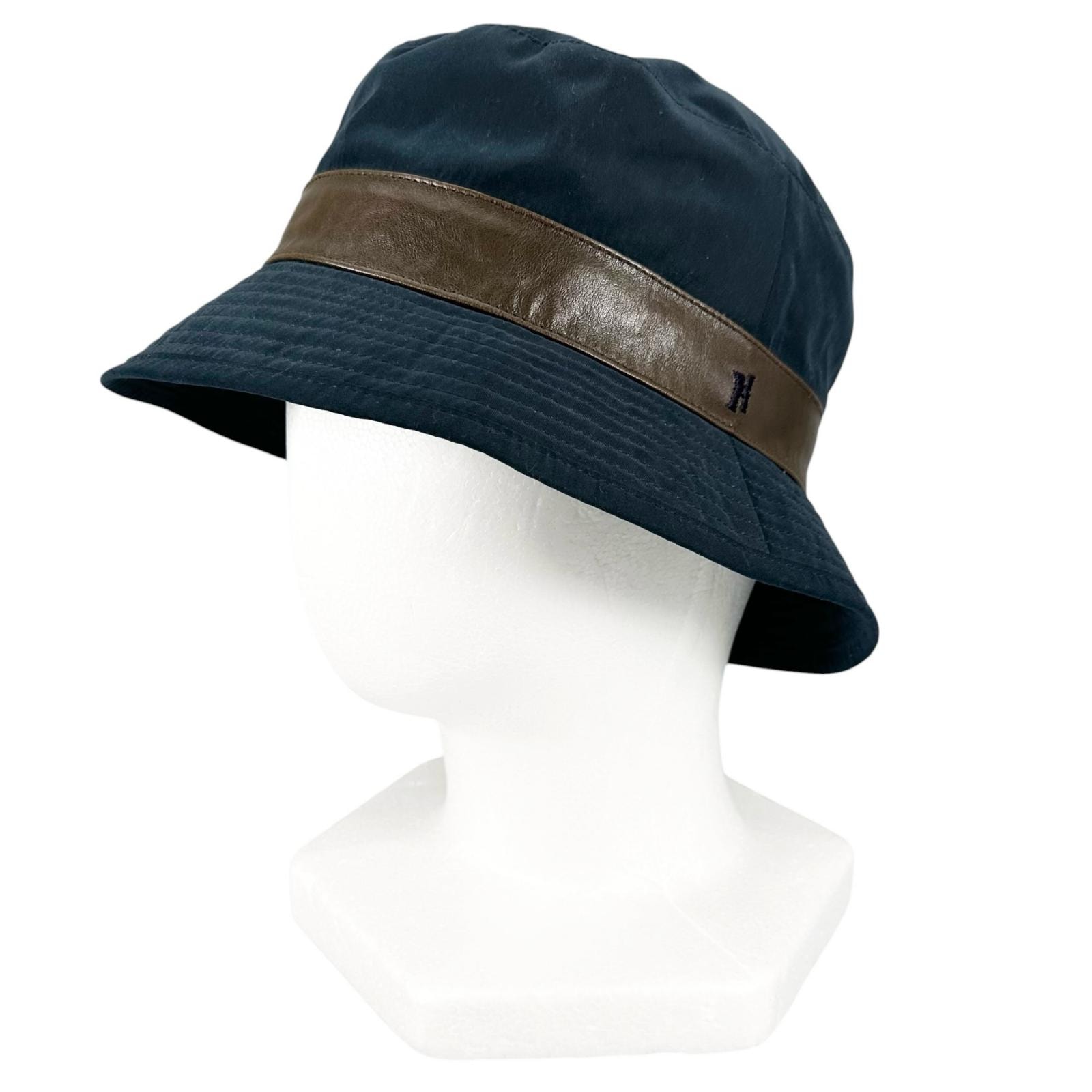 美品 エルメス ハット ネイビー メンズ 57