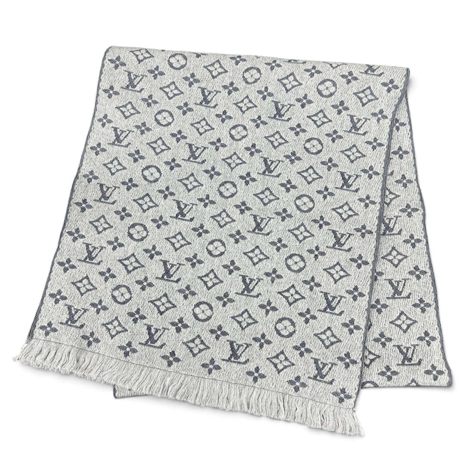 LOUIS VUITTON 極美品 ルイヴィトン モノグラムクラシック マフラー M70932 ウール IS1129 グリクレール グレー 大判 ストール 箱付属 プレゼント ギフト LV Aランク 中古 鑑定済 ヴィトンマフラー