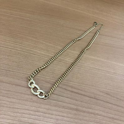 Dior Rhinestone Chain Necklace "Gold"