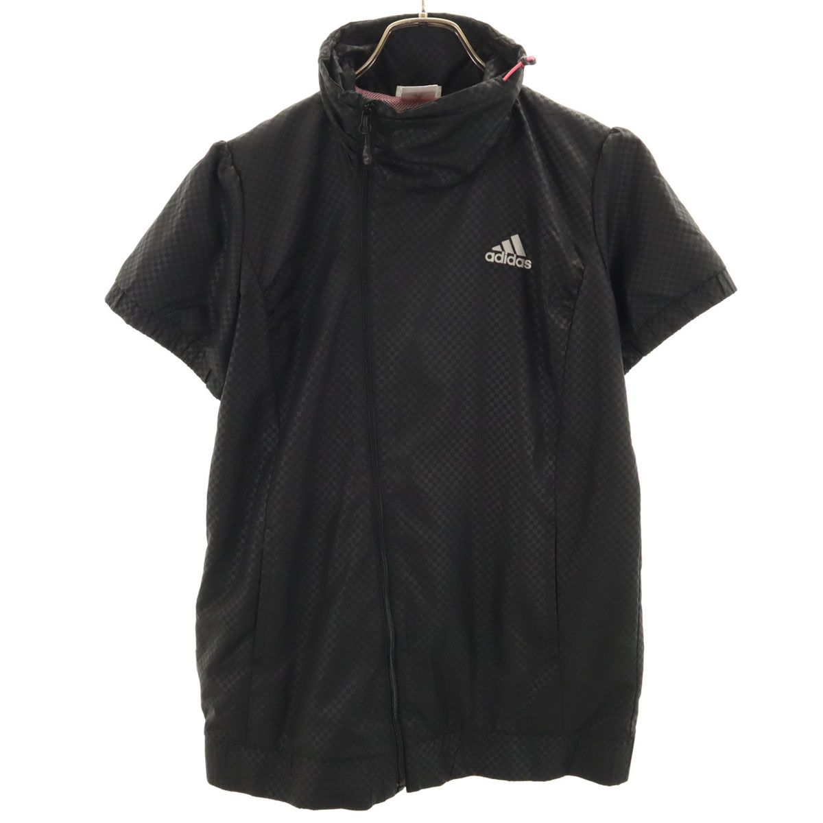 adidas アディダス 半袖 ジップジャケット L ブラック系 裏メッシュ
