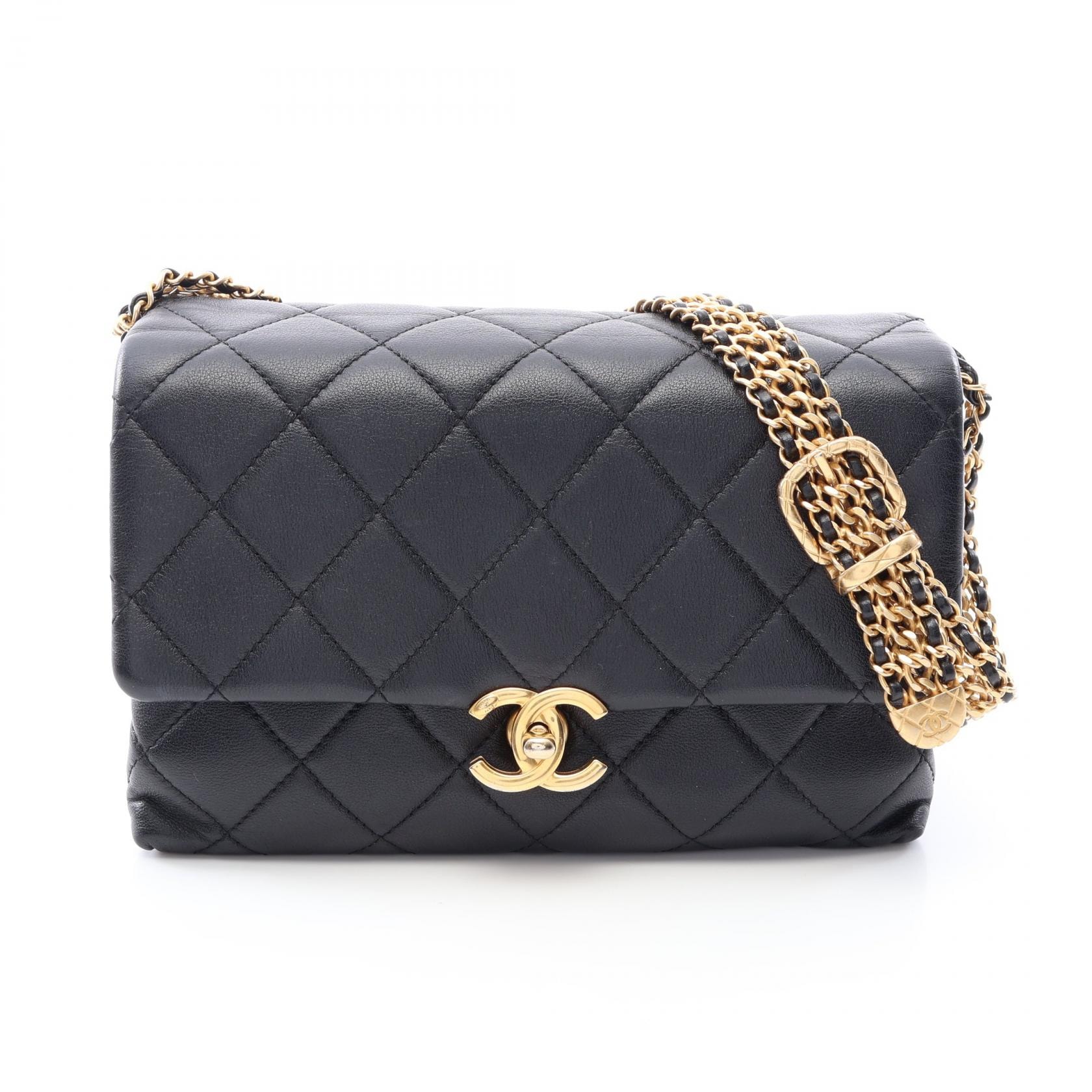 シャネル CHANEL マトラッセ ショルダーバッグ バッグ ラムスキン(羊革) レディース ブラック系 【中古】