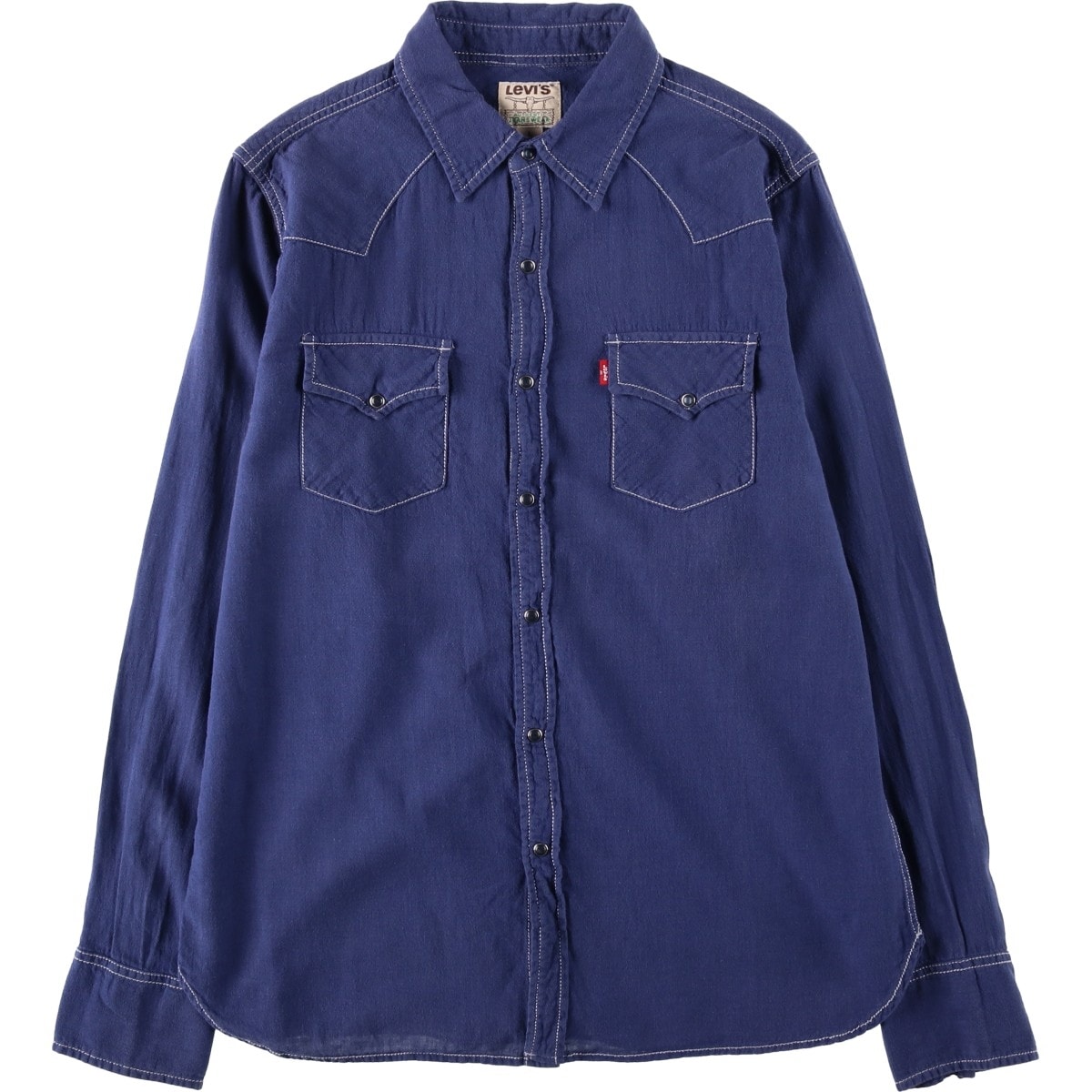 古着 90~00年代 リーバイス Levi's AUTHENTIC JEANSWEAR リネン×コットン 長袖 ウエスタンシャツ メンズL相当/eaa650805