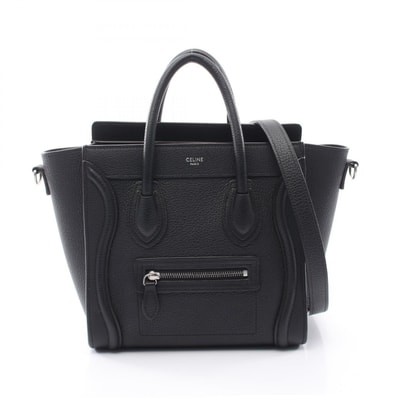 セリーヌ CELINE ラゲージ ナノショッパー 2WAY ハンドバッグ バッグ レザー レディース ブラック系 【中古】