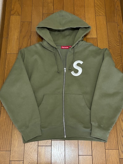 Supreme S Logo Zip Up Hooded Sweatshirt "Light Olive"