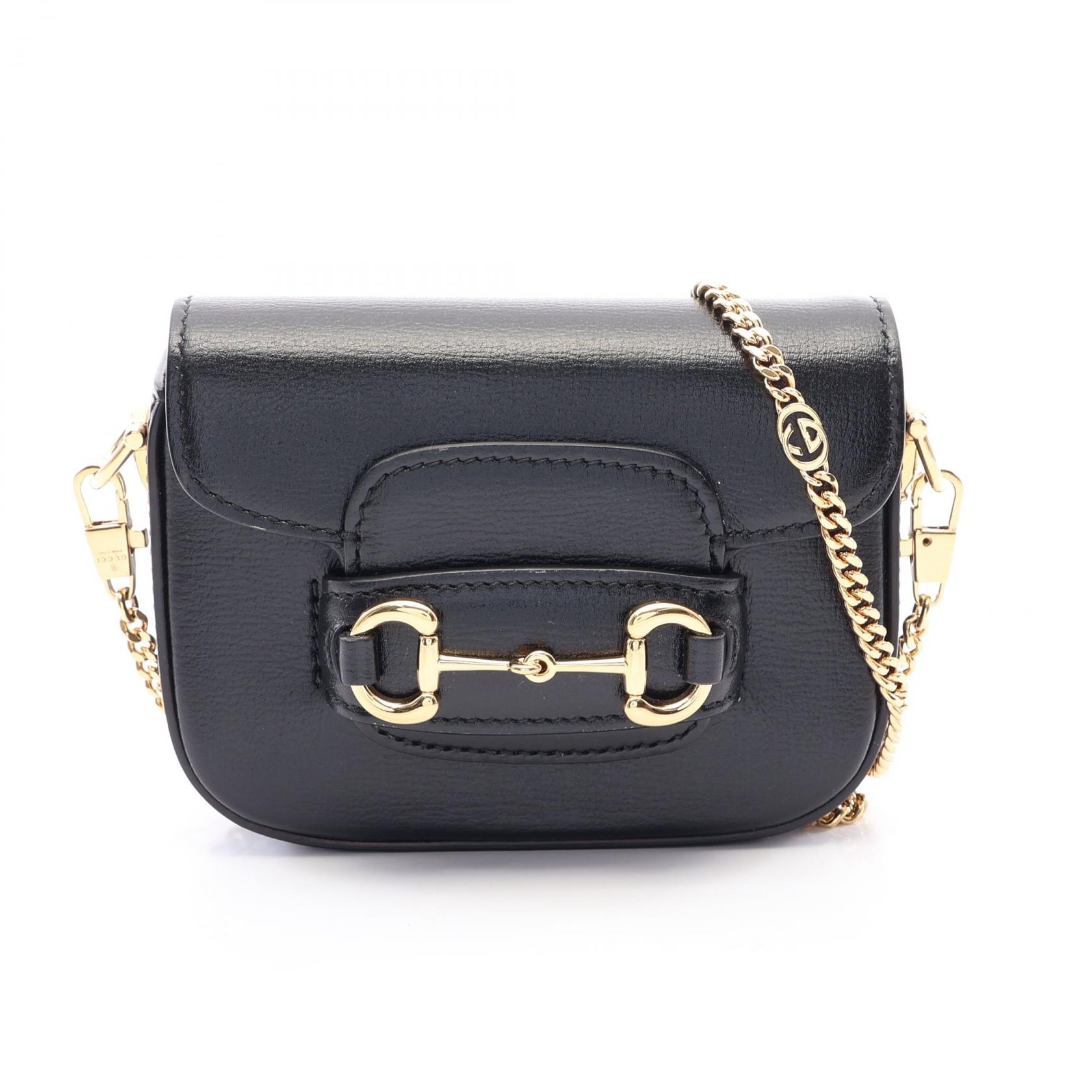 グッチ GUCCI ホースビット 1955 ナノバッグ ショルダーバッグ バッグ レザー レディース ブラック系 760253 【中古】