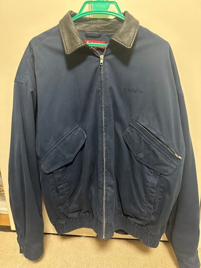 supreme leather collar utility jacket Navy