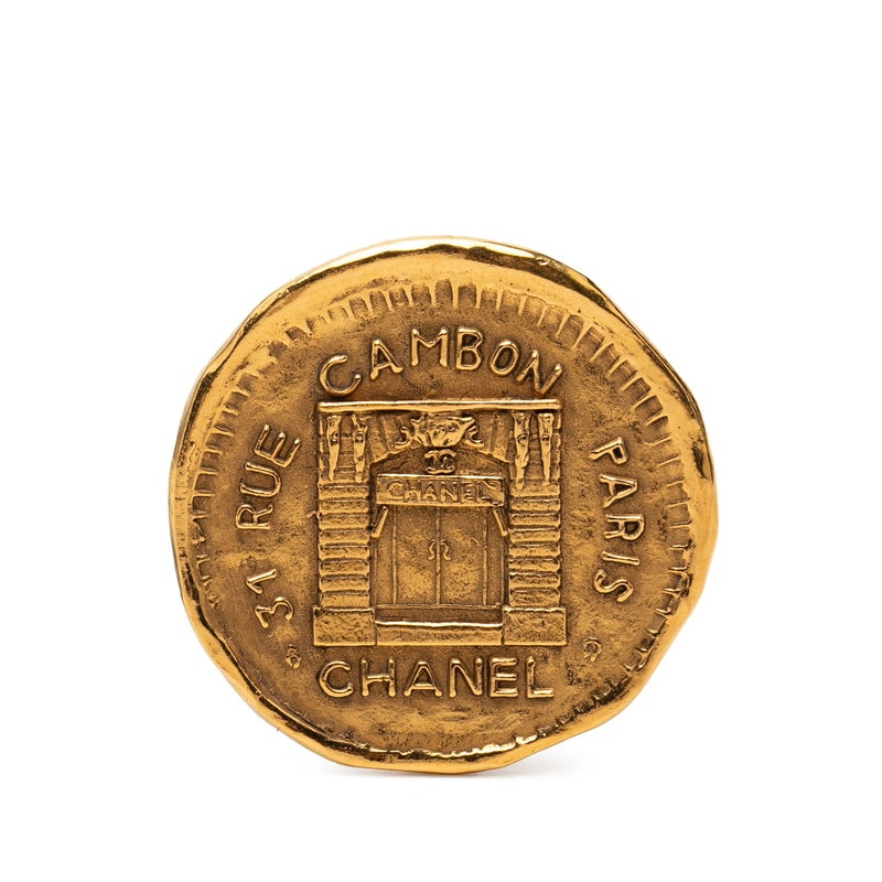 シャネル 31 RUE CAMBON ル カンボン ラウンド ブローチ ゴールド メッキ レディース CHANEL 【中古】