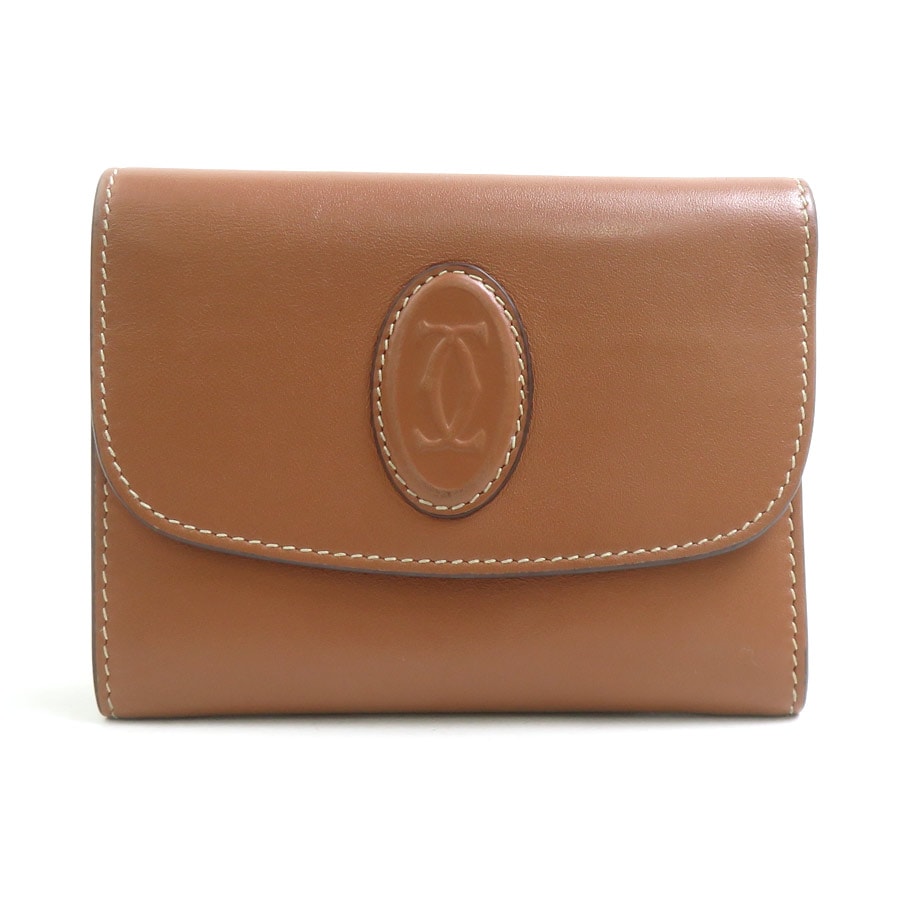 カルティエ CARTIER コインケース コンパクトウォレット ブラウン レディース【中古】 56773k