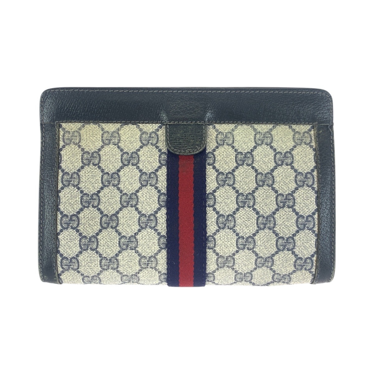 GUCCI グッチ ヴィンテージ シェリーライン ネイビー レッド GGスプリームキャンバス レザー/ クラッチバッグ セカンドバッグ 601705 【中古】
