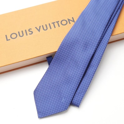 ■美品■LOUIS VUITTON ルイ・ヴィトン マイクロダミエ 8CM ネクタイ シルク ジャカードタイ ブランド古着【中古】20260424/RA8916