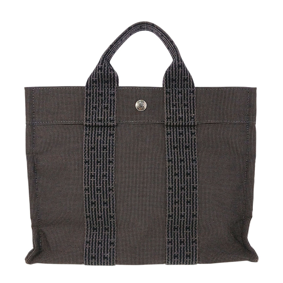 HERMES エルメス エールライン トートPM トートバッグ 101056m キャンバス ブラック  メンズ【中古】