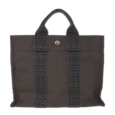 HERMES エルメス エールライン トートPM トートバッグ 101056m キャンバス ブラック メンズ【中古】