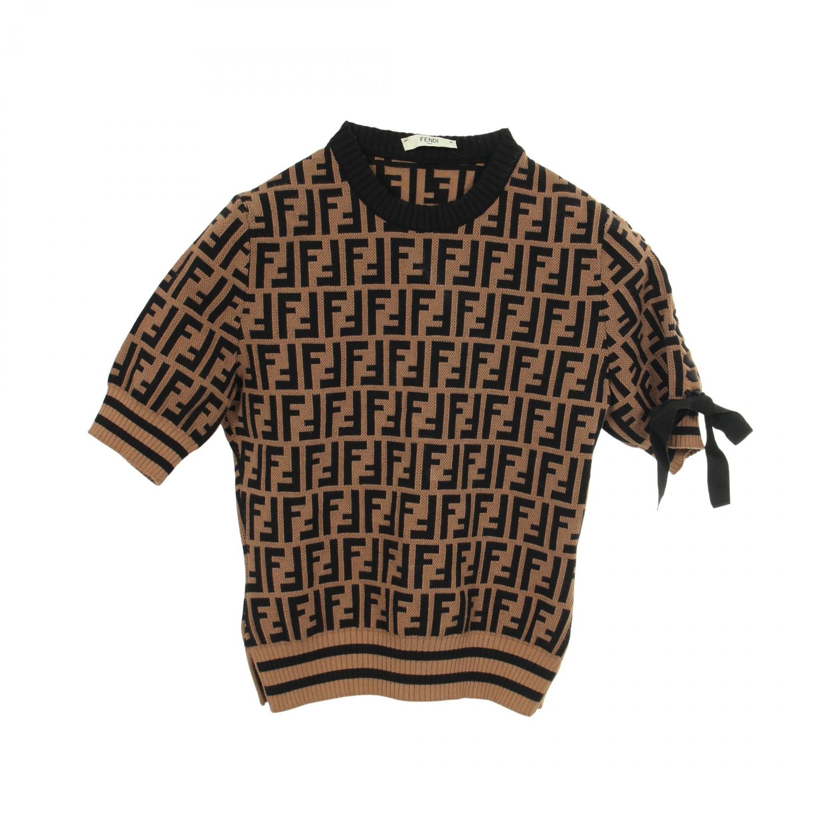 フェンディ FENDI ズッカ ニット 衣料品 トップス レーヨン レディース ブラウン系 / ブラック系 FZY558 A1DS 【中古】