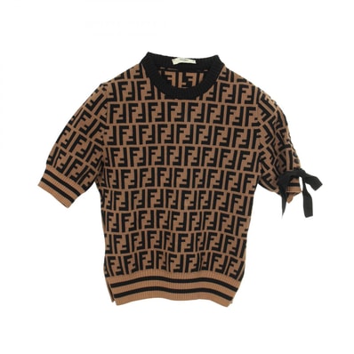 フェンディ FENDI ズッカ ニット 衣料品 トップス レーヨン レディース ブラウン系 / ブラック系 FZY558 A1DS 【中古】