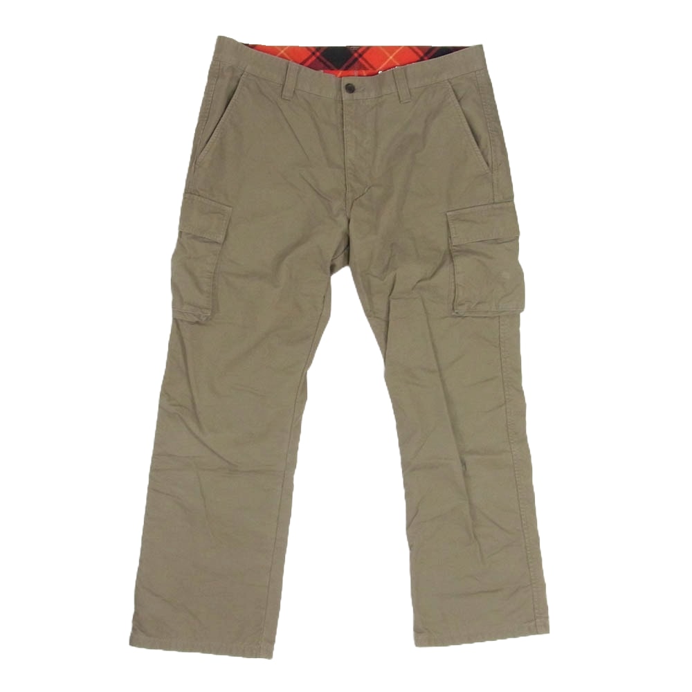 COMME des GARCONS HOMME コムデギャルソンオム パンツ HF-P067 AD2010 裏地チェック コットン カーゴ パンツ カーキ系 S【中古】