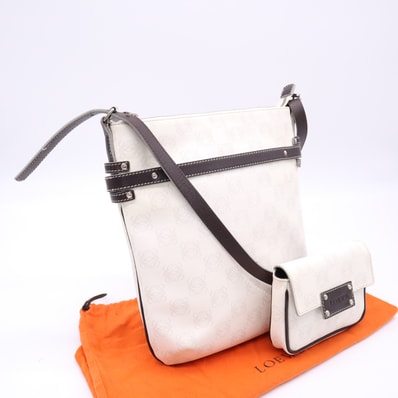 LOEWE ロエベ アナグラム ショルダーバッグ - ショルダーバッグ ホワイト ブラウン グレー キャンバス レディース