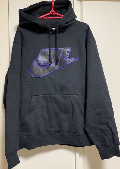 Supreme x Nike Leather Appliqué Hooded Sweatshirt "Black"